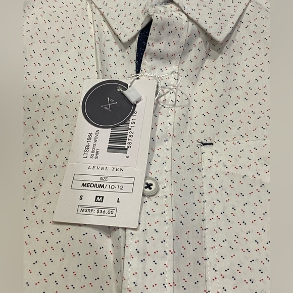 Level Ten Authentic Boys Woven Peached Poplin Short Sleeves Shirt Size M (10-12) - Picture 16 of 16